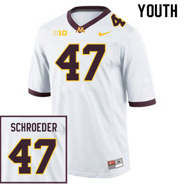 Youth #47 Wyatt Schroeder Minnesota Golden Gophers College Football Jerseys Sale-White